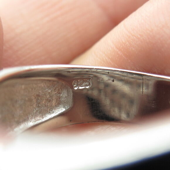 925 Sterling Silver White & Black C Z Ring Size 8.75 - Picture 7 of 10